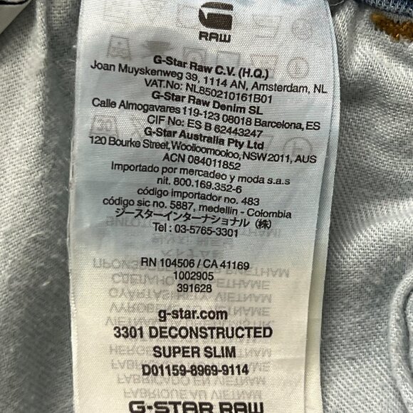 G Star Raw 3301 Deconstructed Super Slim Blue Stretch Jeans Mens 32 x 34 - Picture 7 of 10